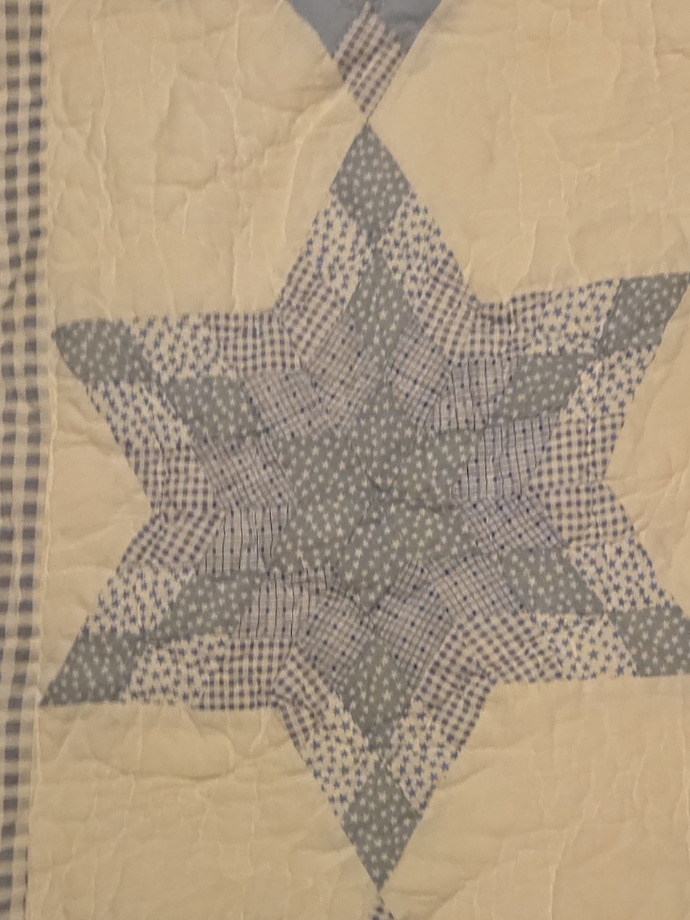 Blue & White Star Quilted Quilt, Non-Standard Size, Adults Bedroom